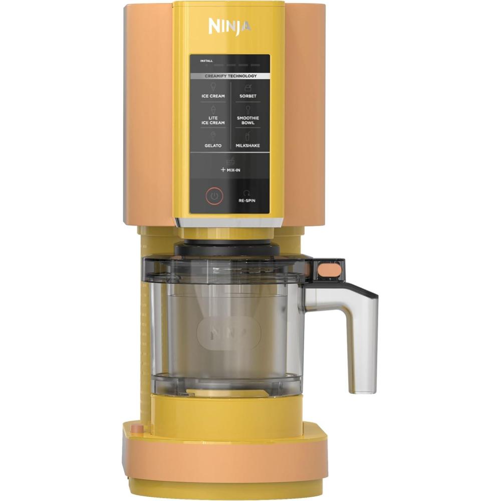 imageNinja CREAMi Ice Cream Maker for Gelato Mixins Milkshakes Sorbet Smoothie Bowls 7 OneTouch Programs with 2 Pint Containers ampamp Lids Compact Size Perfect for Kids Blueberry Mint NC301MTOrange Mango