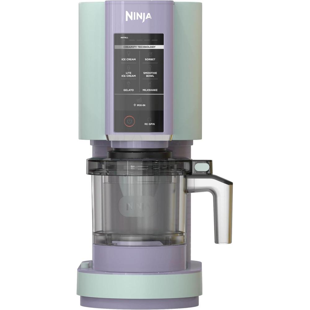 imageNinja CREAMi Ice Cream Maker for Gelato Mixins Milkshakes Sorbet Smoothie Bowls 7 OneTouch Programs with 2 Pint Containers ampamp Lids Compact Size Perfect for Kids Blueberry Mint NC301MTBlueberry Mint