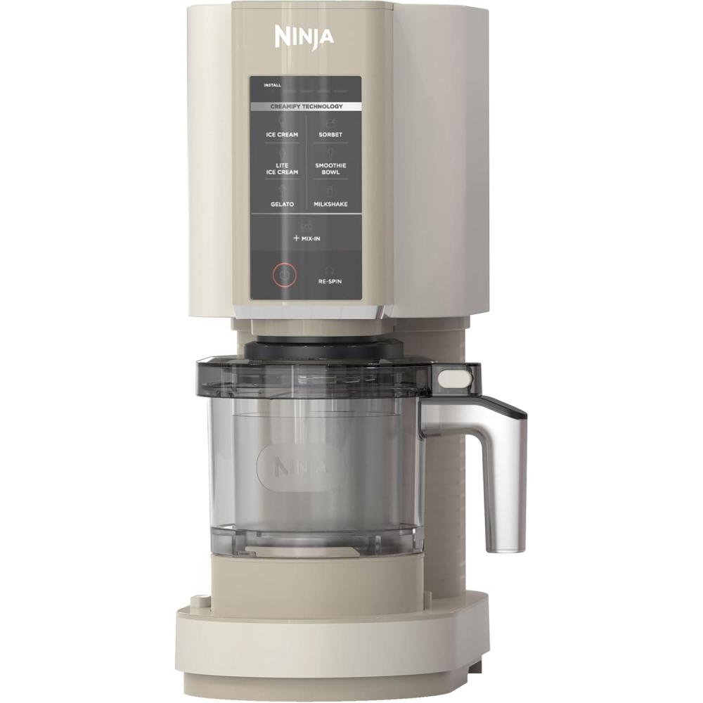 imageNinja CREAMi Ice Cream Maker for Gelato Mixins Milkshakes Sorbet Smoothie Bowls 7 OneTouch Programs with 2 Pint Containers ampamp Lids Compact Size Perfect for Kids Blueberry Mint NC301MTCoffee Cream