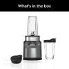 imageNinja BN400 Nutri Pro Compact Personal Blender AutoiQ Technology 1000Watts for Frozen Drinks Smoothies Sauces ampamp More with 18oz ampamp 24oz ToGo Cups ampamp Spout Lids Stone Silver Renewed