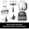 imageNinja BN600 Professional Plus Food Processor 850 Watts 3 Functions for Chopping Slicing ampamp Dough with 9Cup Processor Bowl 3 Blades Food Chute ampamp Pusher Silver