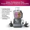 imageNinja BN601 Professional Plus Food Processor 1000PeakWatts with AutoiQ Preset Programs Chop Puree Dough Slice Shred with a 9Cup Capacity and a Silver Stainless Finish Renewed