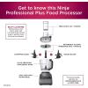 imageNinja BN601 Professional Plus Food Processor 1000PeakWatts with AutoiQ Preset Programs Chop Puree Dough Slice Shred with a 9Cup Capacity and a Silver Stainless Finish Renewed