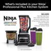 imageNinja BN805A Pro Plus Kitchen System 1400W 5in1 Smoothies Chop Dough Auto IQ 72oz Blender Pitcher 64oz Processor Bowl 2x32oz Cups Black