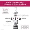 imageNinja Professional Plus Chopper Food Processor 850Watts With AutoiQ Preset Programs Chop Puree Dough Slice Shred With a 9Cup Capacity and a Silver Stainless Finish BN600C  Canadian Version