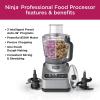 imageNinja Professional Plus Chopper Food Processor 850Watts With AutoiQ Preset Programs Chop Puree Dough Slice Shred With a 9Cup Capacity and a Silver Stainless Finish BN600C  Canadian Version