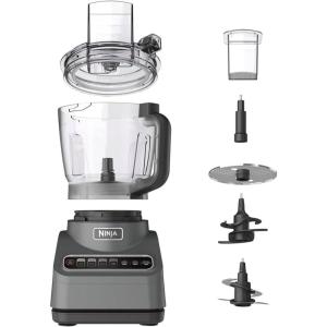 imageNinja BN600 Professional Plus Food Processor 850 Watts 3 Functions for Chopping Slicing ampamp Dough with 9Cup Processor Bowl 3 Blades Food Chute ampamp Pusher Silver