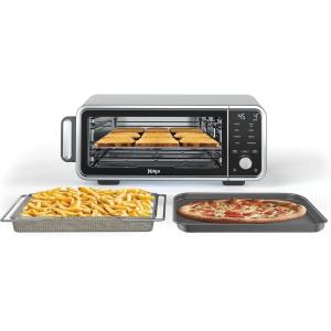 imageNinja SP201FT205CO Digital Air Fry Pro Countertop 8in1 Oven with Extended Height XL Capacity Flip Up ampamp Away Basket Wire Rack Crumb Tray Silver Black Renewed