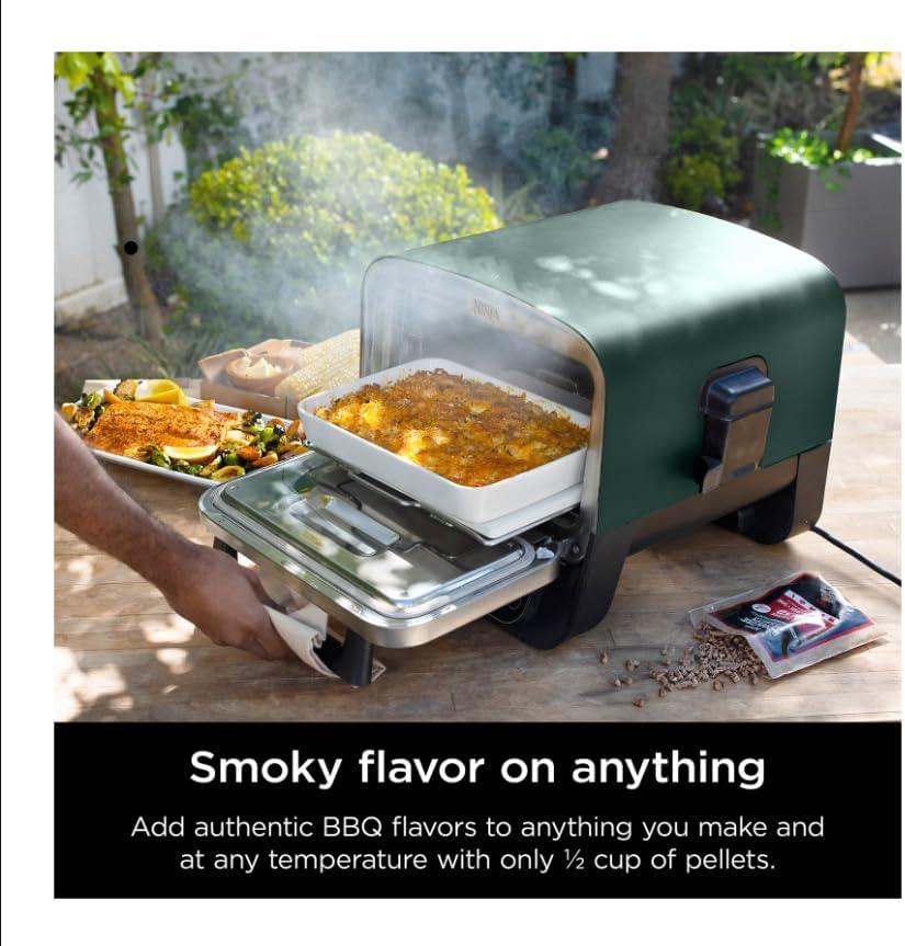 imageNinja Woodfire 8in1 Outdoor Smoker Pizza Oven with 5 Pizza Settings Green