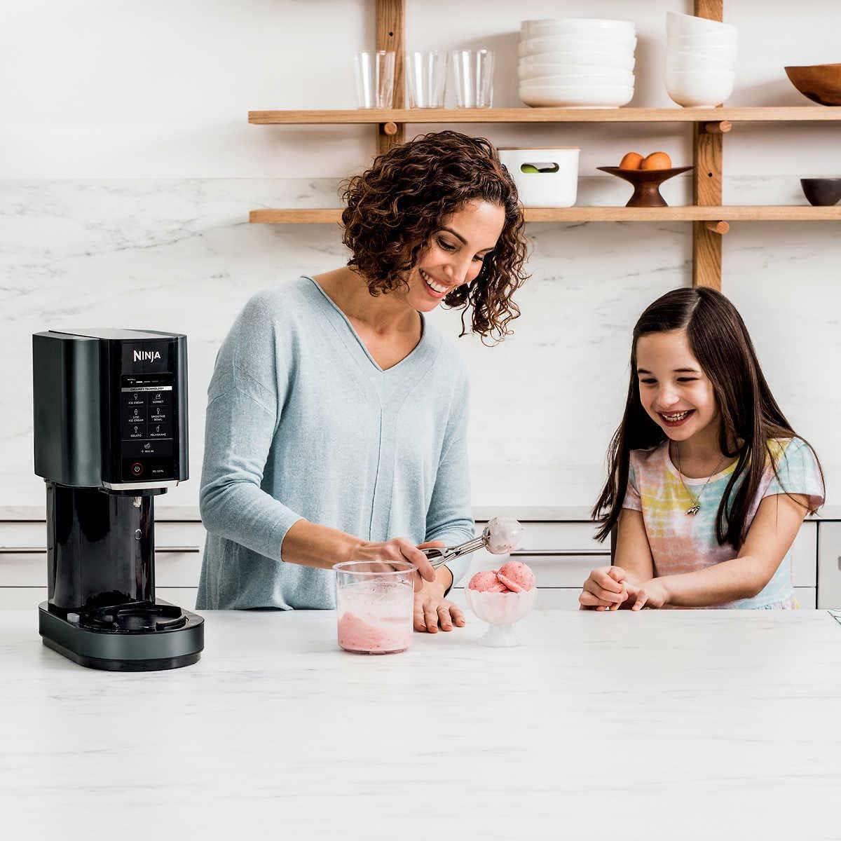 imageNinja CN301CO CREAMi Compact Ice Cream Maker for Gelato Mixins Milkshakes Sorbet and Smoothie Bowls with 7 OneTouch Programs Pint Container and Lids Silver Renewed