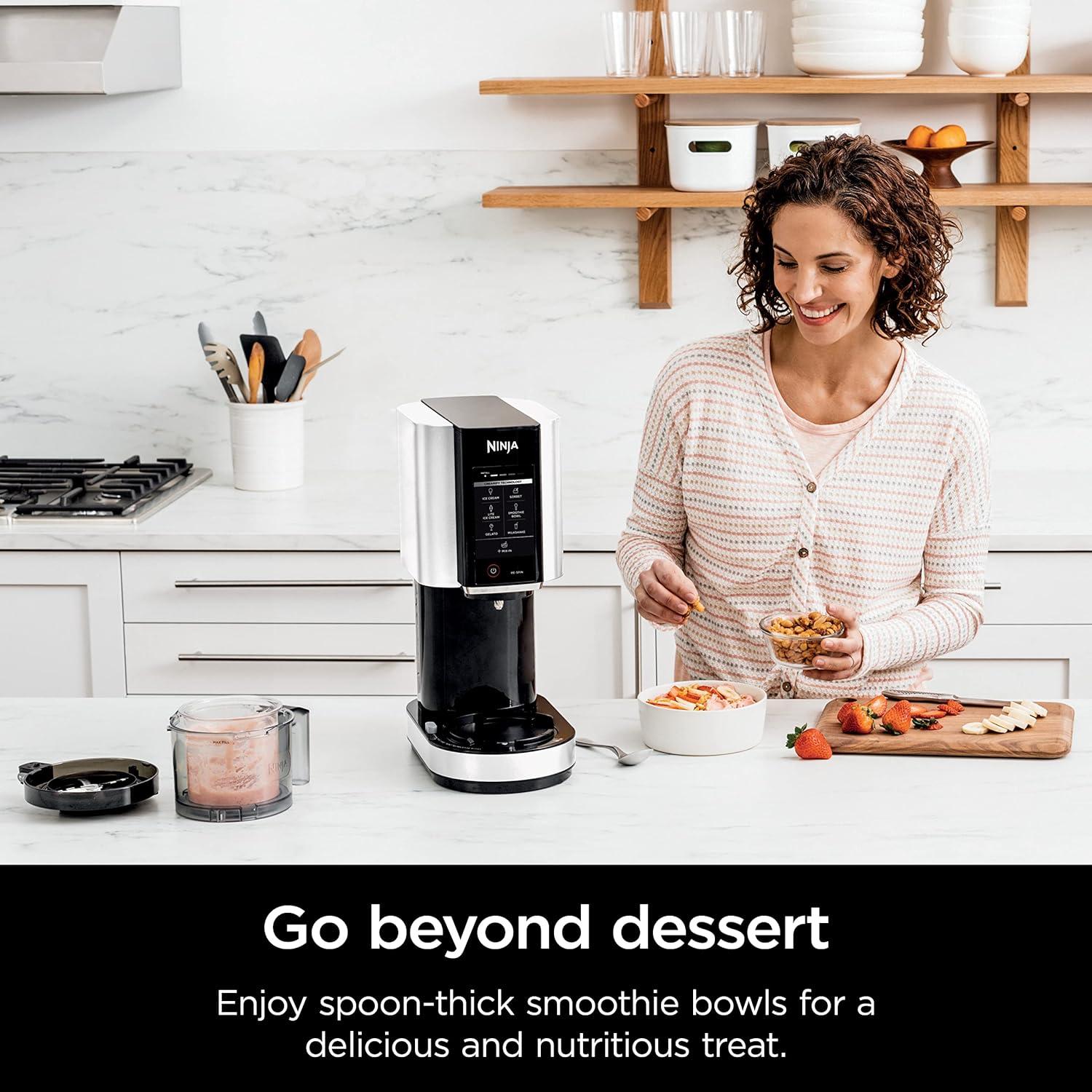 imageNinja CREAMi Ice Cream Maker 7 OneTouch Programs with 2 Pint Containers ampamp Lids Compact Size White NC301WHBBB
