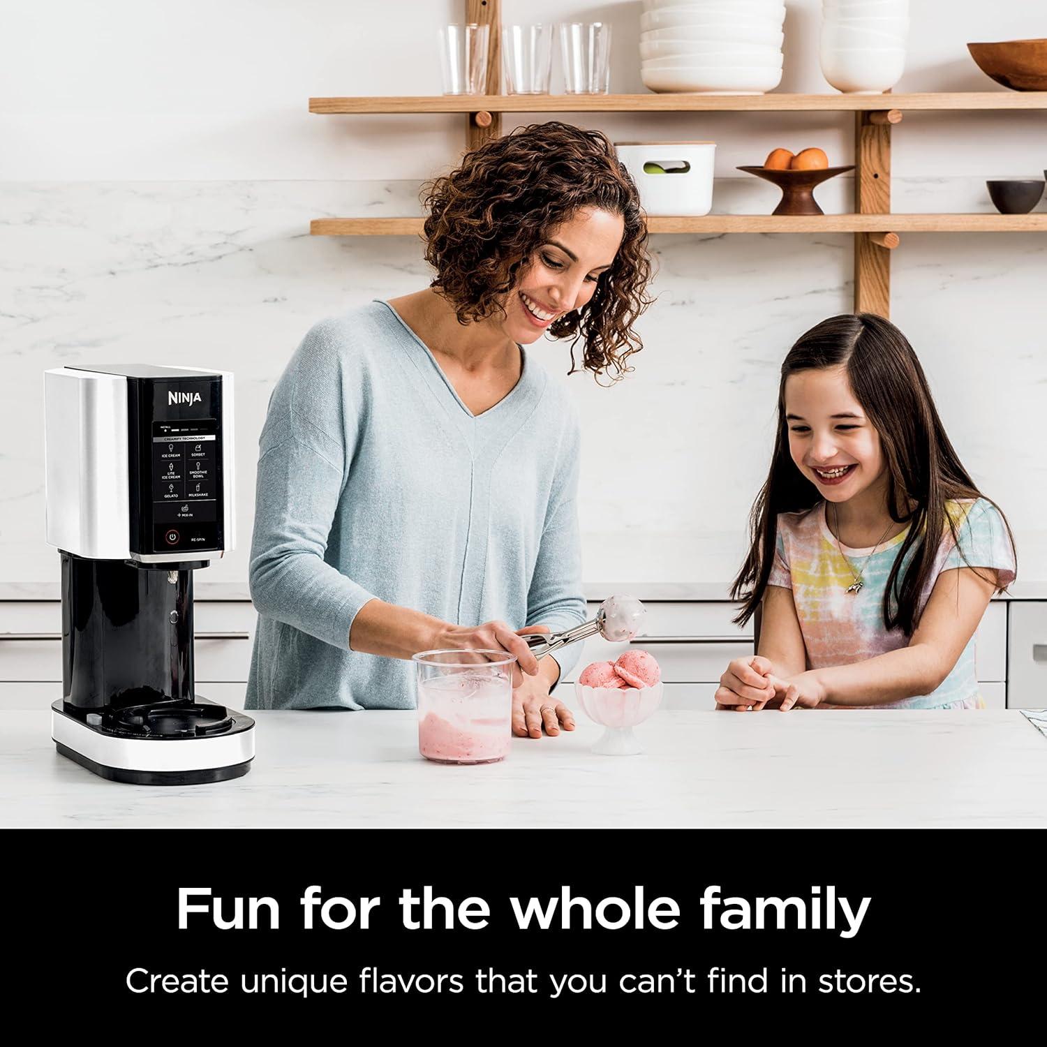 imageNinja CREAMi Ice Cream Maker 7 OneTouch Programs with 2 Pint Containers ampamp Lids Compact Size White NC301WHBBB