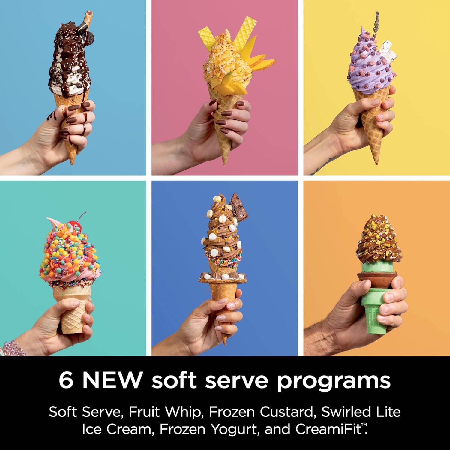 imageNinja CREAMi Swirl Ice Cream and Soft Serve Maker Sorbet Milkshake Frozen Yogurt Low Calories Program ampamp More 13in1 Soft Serve Handle ampamp 2 CREAMi Swirl 16oz Pints For Kids ampamp ALL ages NC701C