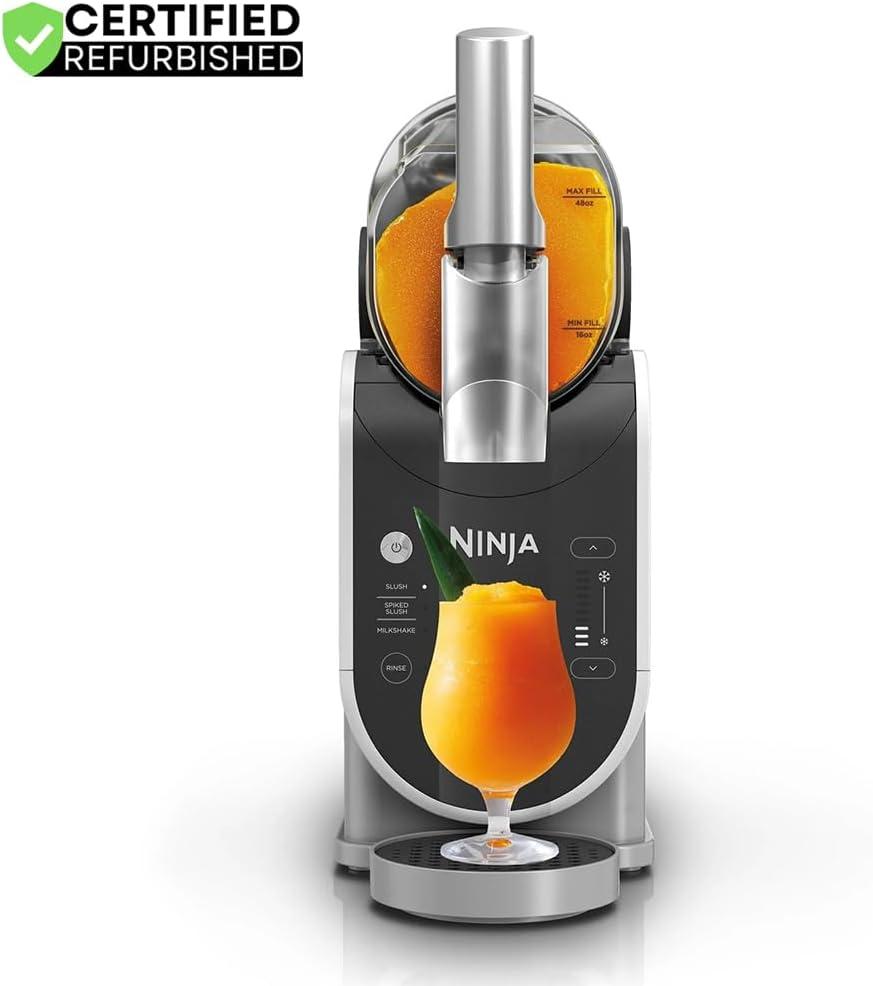 imageNinja FS300 SLUSHi 72oz Frozen Drink ampamp Slushie Machine Renewed Bundle with Deco Essentials Collapsable Water Bottle BPA Free 24oz GrayStainless and 1 YR CPS Enhanced Protection Pack