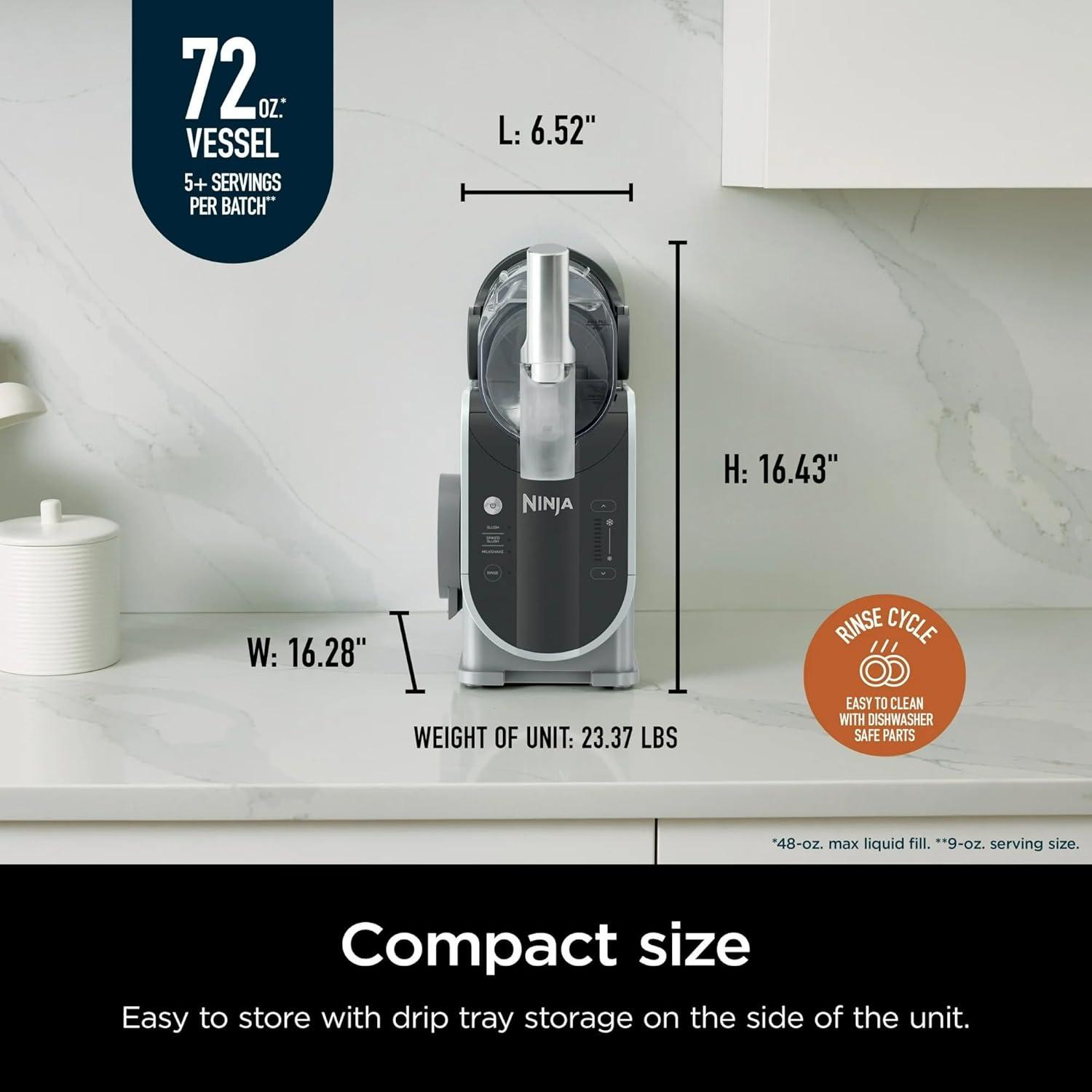 imageNinja FS301 Professional Maker with RapidChill Technology 88 oz Drink ampamp Slushie Machine 5 Preset Programs Frozen Margaritas Frapps and More Premium Accents Black Renewed72 oz  3 Presets