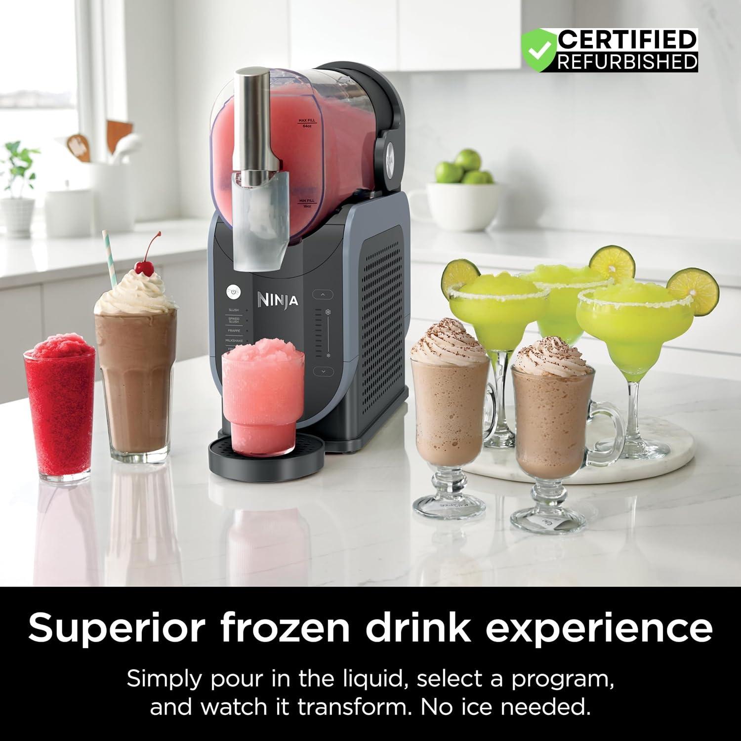 imageNinja FS301 Professional Maker with RapidChill Technology 88 oz Drink ampamp Slushie Machine 5 Preset Programs Frozen Margaritas Frapps and More Premium Accents Black Renewed88 oz  5 Presets