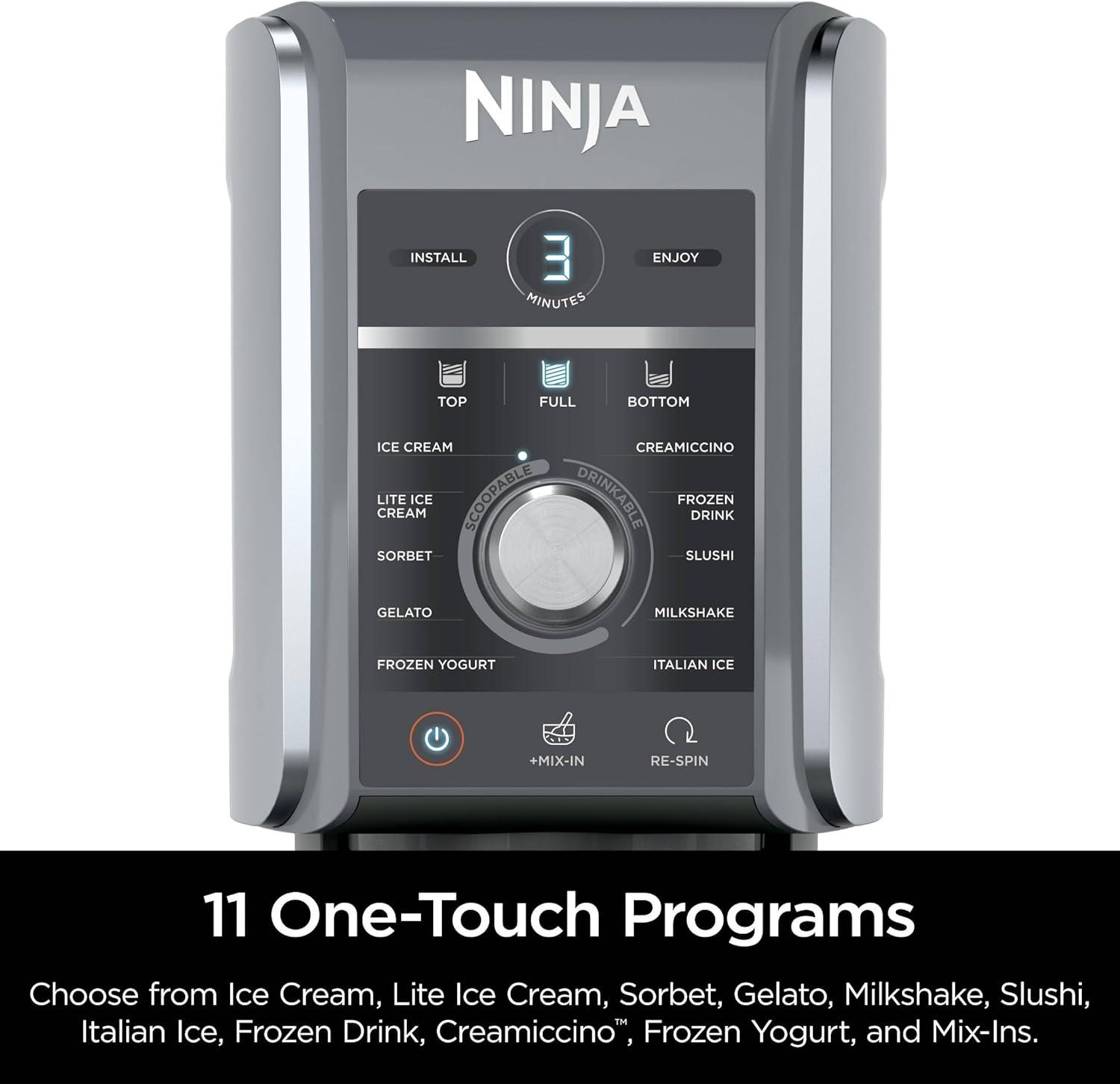 imageNinja NC501 CREAMi Deluxe 11in1 Ice Cream ampamp Frozen Treat Maker with 2 XL Family Size Pint Containers Black RenewedSilver