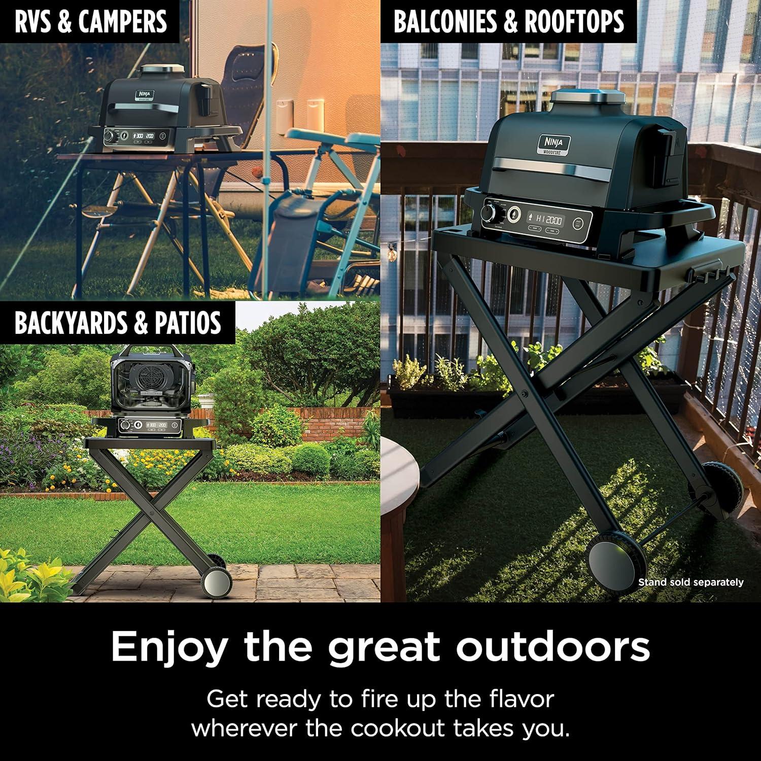 imageNinja OG751 Woodfire Pro Outdoor Grill with BuiltIn Thermometer 7in1 Master Grill BBQ SmokerampampOutdoor Air Fryer plus BakeRoast DehydrateampampBroilWoodfire Technologywith All Purpose Blend Pellets2lb AllPurpose  Sample Pellets