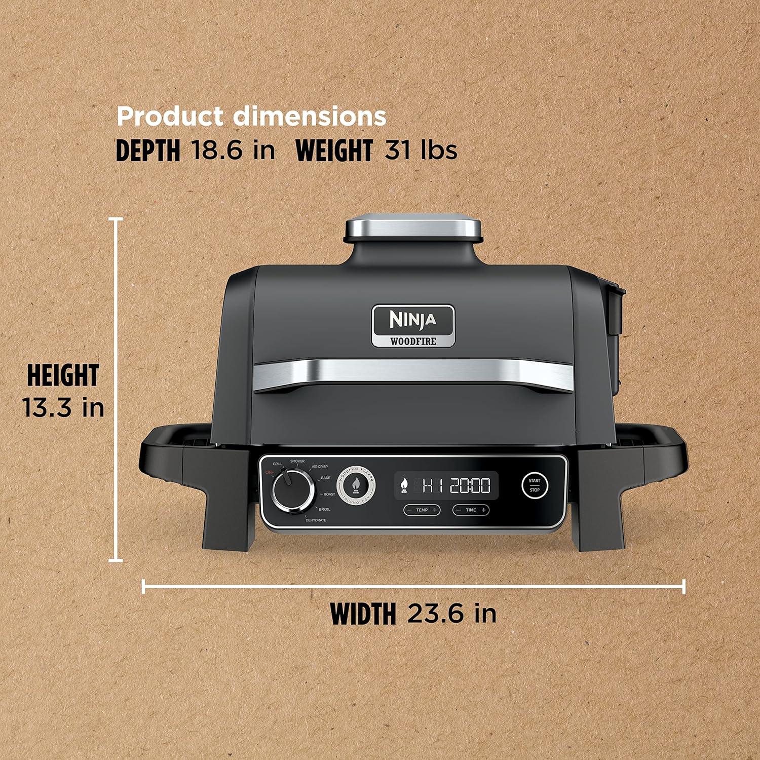 imageNinja OG751 Woodfire Pro Outdoor Grill with BuiltIn Thermometer 7in1 Master Grill BBQ SmokerampampOutdoor Air Fryer plus BakeRoast DehydrateampampBroilWoodfire Technologywith All Purpose Blend Pellets2lb AllPurpose  Sample Pellets