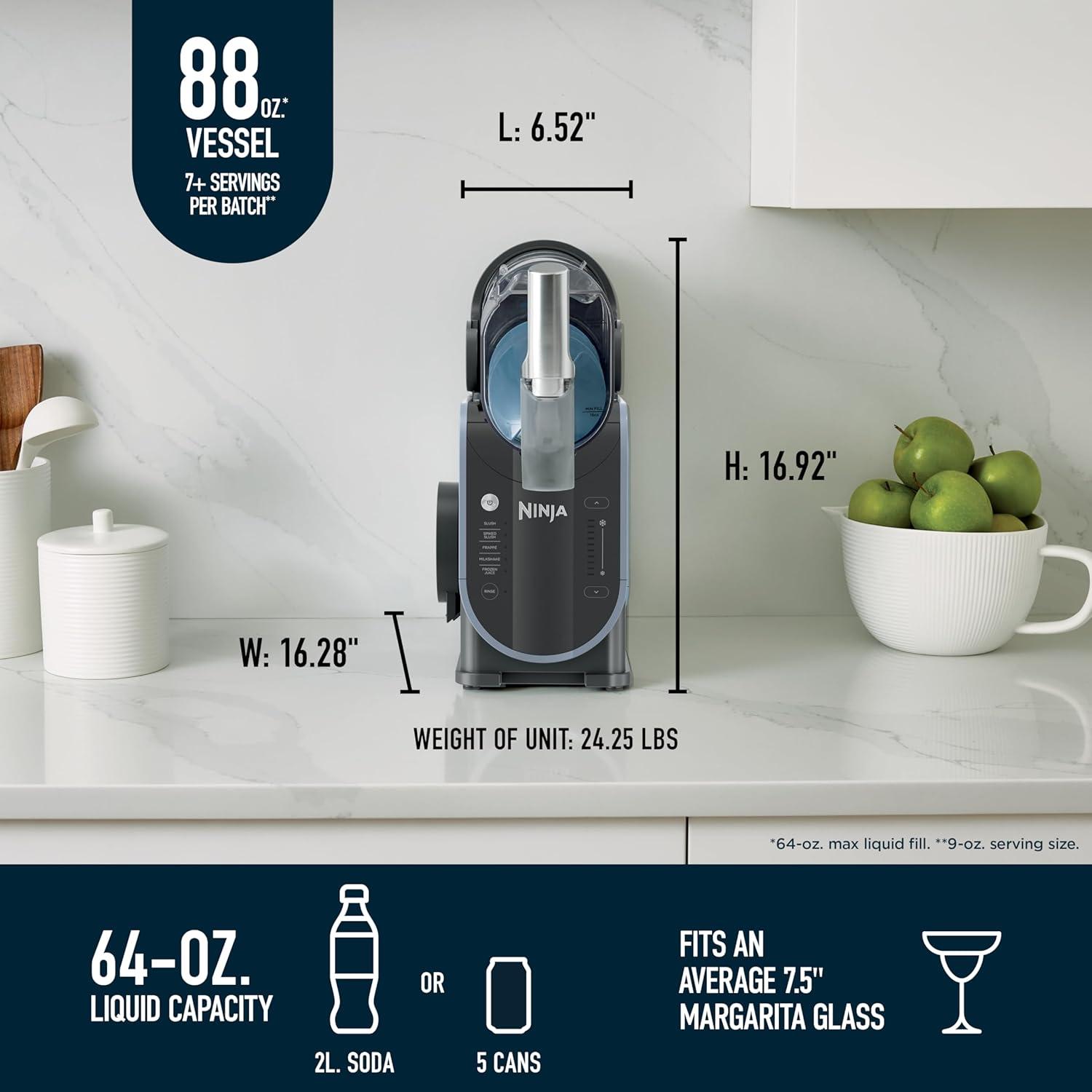 imageNinja SLUSHi Professional Frozen Drink Maker with RapidChill Technology 88 oz Frozen Drink ampamp Slushie Machine 5 Preset Programs Frozen Margaritas Frapps and More Orange Mango FS301ORBlack