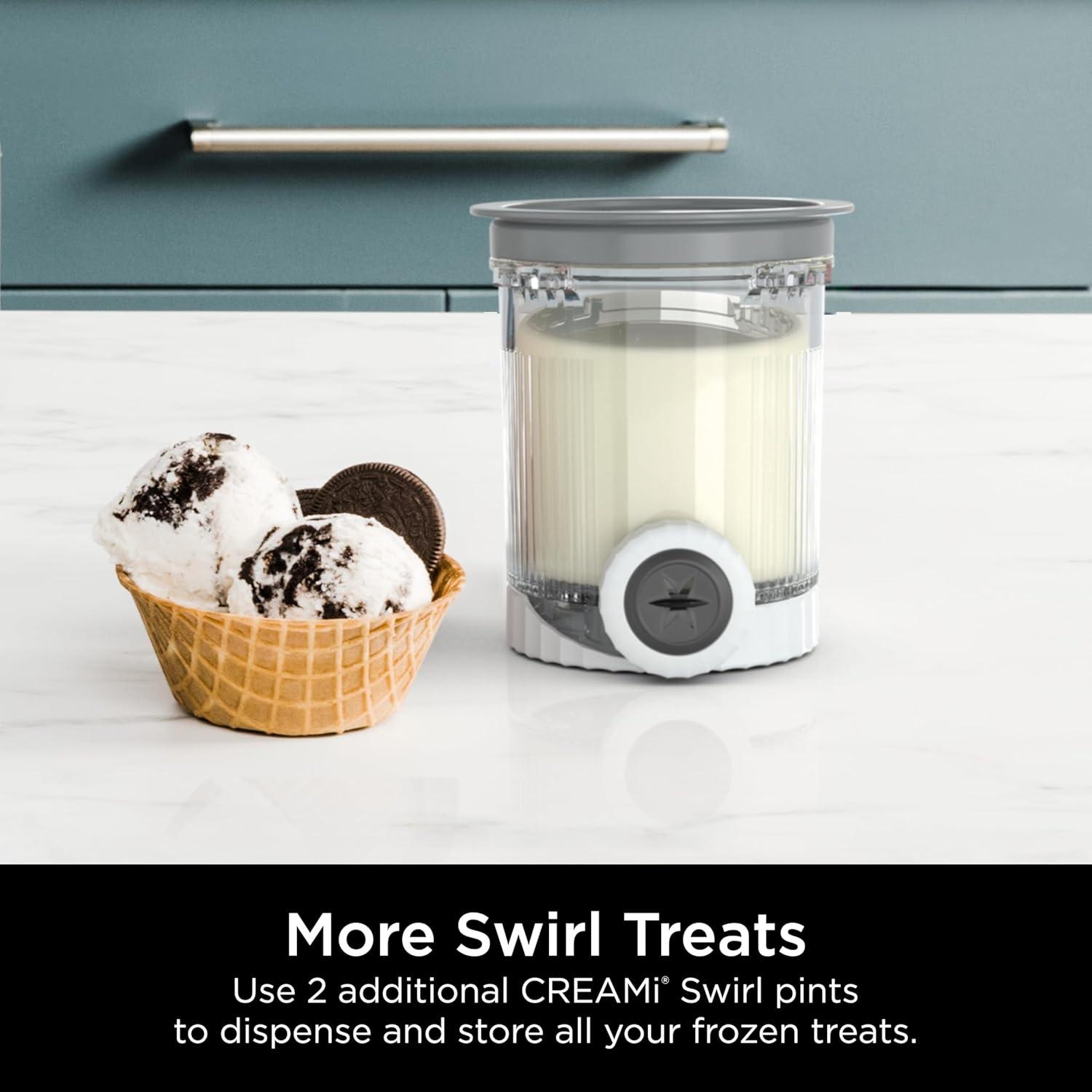 imageNinja Swirl by CREAMi Pints and Lids  2 Pack Compatible with NC700 Series Ninja Swirl Ice Cream ampamp Soft Serve Makers BPAFree ampamp Dishwasher Safe Grey Lids XSK7PNTLD2