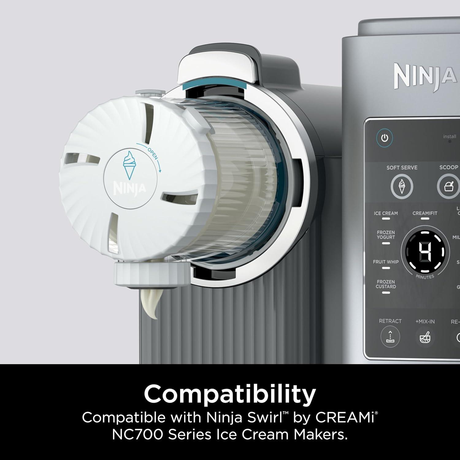 imageNinja Swirl by CREAMi Pints and Lids  2 Pack Compatible with NC700 Series Ninja Swirl Ice Cream ampamp Soft Serve Makers BPAFree ampamp Dishwasher Safe Grey Lids XSK7PNTLD2