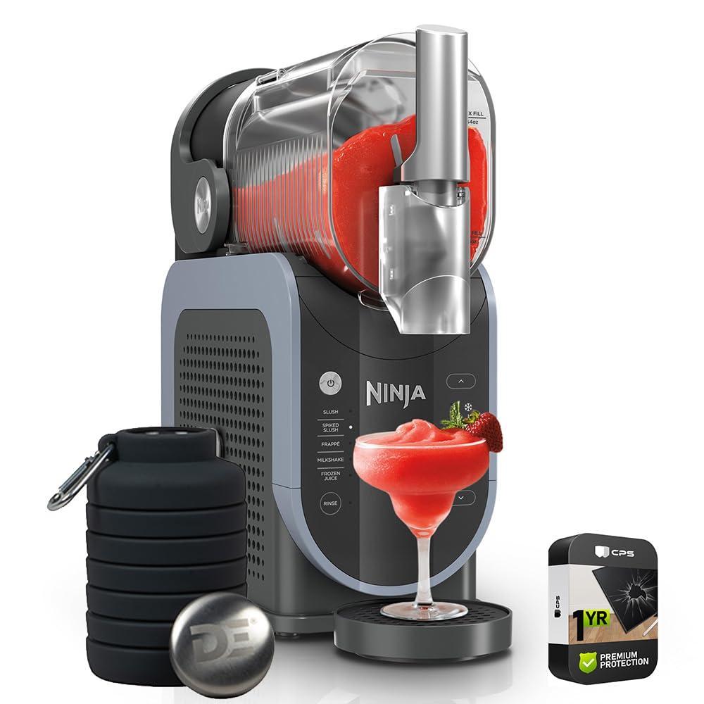 imageNinja FS301 SLUSHi 88 oz Frozen Drink ampamp Slushie Machine Renewed Bundle with Deco Essentials Collapsable Water Bottle BPA Free 24oz GrayStainless and 1 YR CPS Enhanced Protection Pack