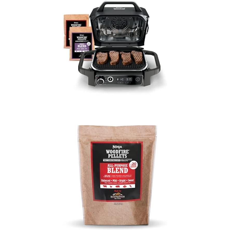 imageNinja OG751 Woodfire Pro Outdoor Grill with BuiltIn Thermometer 7in1 Master Grill BBQ SmokerampampOutdoor Air Fryer plus BakeRoast DehydrateampampBroilWoodfire Technologywith All Purpose Blend Pellets2lb AllPurpose  Sample Pellets