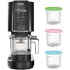 imageNinja CN301CO CREAMi Compact Ice Cream Maker for Gelato Mixins Milkshakes Sorbet and Smoothie Bowls with 7 OneTouch Programs Pint Container and Lids Silver Renewed