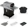 imageNinja FlexFlame Master Grill Pack Electric ampamp Propane 5in1 Cooking System Includes FlexFlame Premium Grill Cover 16quot Perforated Pizza Peel Half Griddle Expandable Roast ampamp Smoke Rack