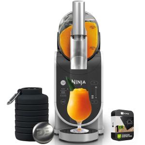 imageNinja FS300 SLUSHi 72oz Frozen Drink ampamp Slushie Machine Renewed Bundle with Deco Essentials Collapsable Water Bottle BPA Free 24oz GrayStainless and 1 YR CPS Enhanced Protection Pack