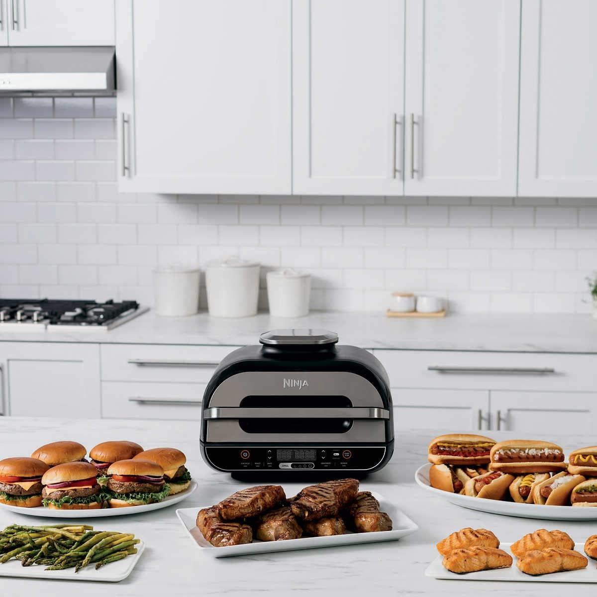 imageNinja BG550CO Foodi Smart XL 6in1 Indoor Grill with Air Fry Roast Bake Reheat ampamp Dehydrate Smart Thermometer BlackSilver Renewed
