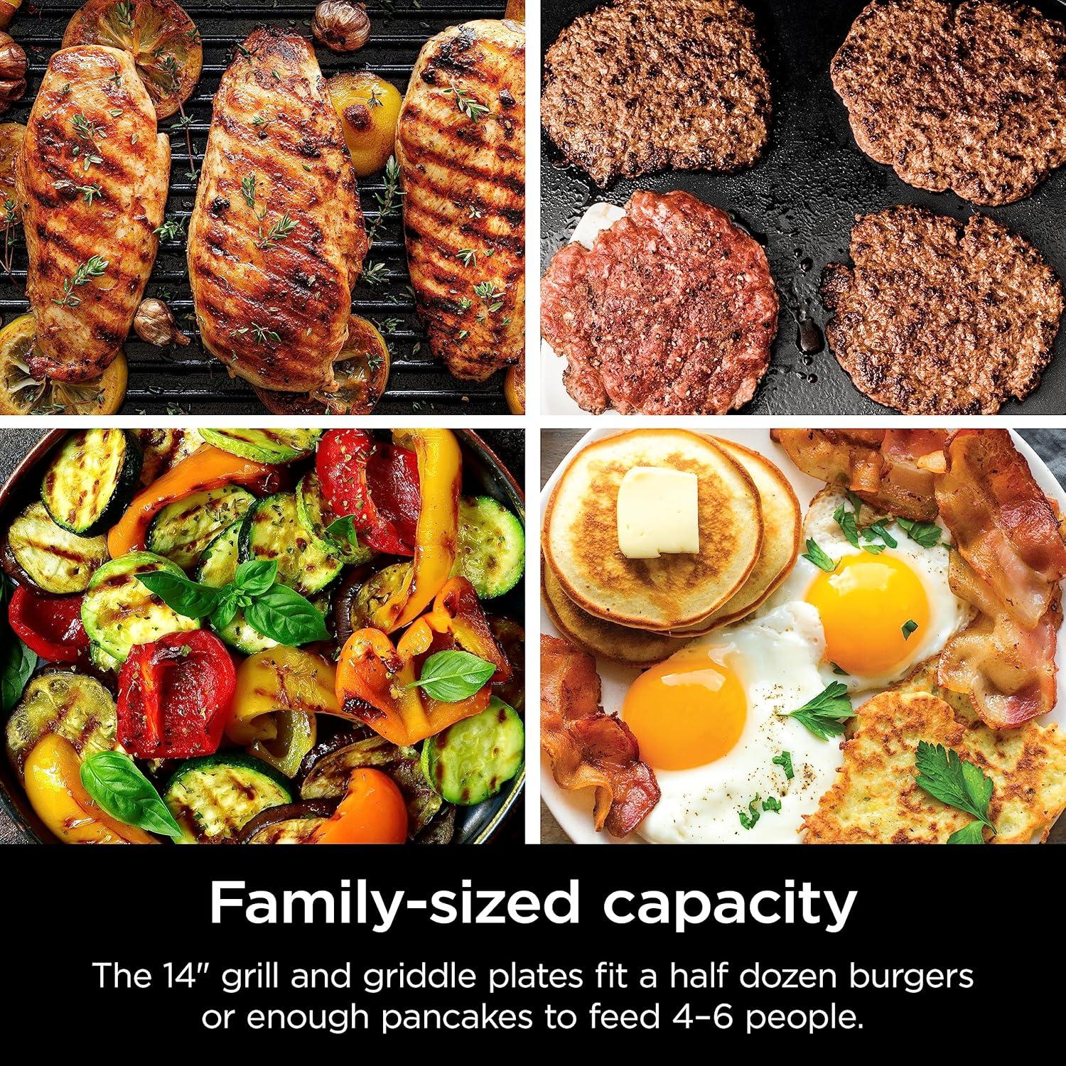 imageNinja GR101 Sizzle Smokeless Indoor Grill ampamp Griddle 14 Interchangeable Nonstick Plates DishwasherSafe Removable Mesh Lid 500F Max Heat Even EdgetoEdge Cooking GreySilver RenewedSizzle Indoor Grill  Griddle