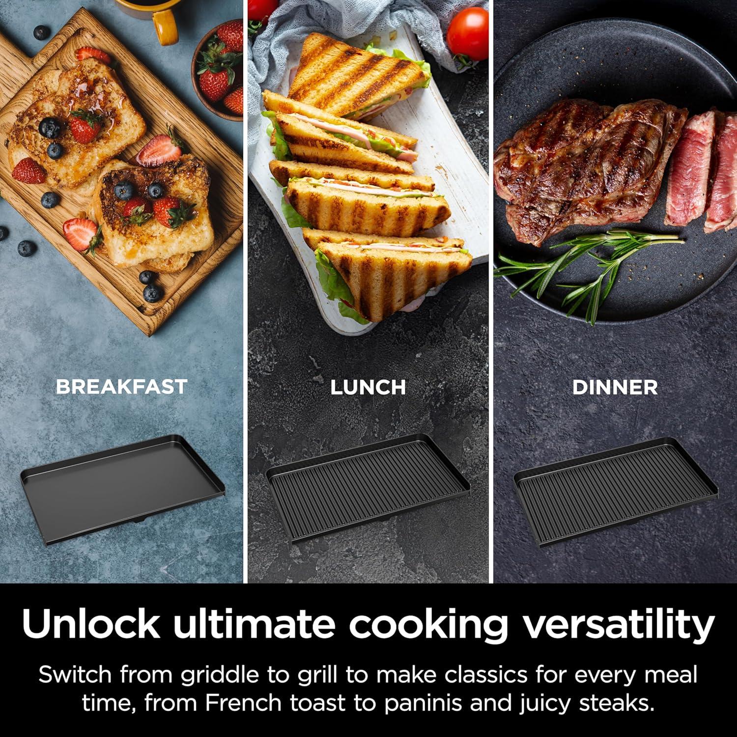 imageNinja Sizzle Pro XL 20Inch Indoor Griddle  Grill Detachable Ventilated Lid Grease Control Ceramic Nonstick Plates Even EdgetoEdge Cooking Extra Large Capacity Versatile Silver GX101