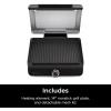 imageNinja GR101 Sizzle Smokeless Indoor Grill ampamp Griddle 14 Interchangeable Nonstick Plates DishwasherSafe Removable Mesh Lid 500F Max Heat Even EdgetoEdge Cooking GreySilver RenewedSizzle Indoor Grill