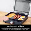 imageNinja GR101 Sizzle Smokeless Indoor Grill ampamp Griddle 14 Interchangeable Nonstick Plates DishwasherSafe Removable Mesh Lid 500F Max Heat Even EdgetoEdge Cooking GreySilver RenewedSizzle Indoor Grill  Griddle