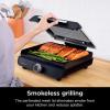 imageNinja GR101 Sizzle Smokeless Indoor Grill ampamp Griddle 14 Interchangeable Nonstick Plates DishwasherSafe Removable Mesh Lid 500F Max Heat Even EdgetoEdge Cooking GreySilver RenewedSizzle Indoor Grill