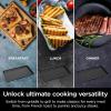 imageNinja Sizzle Pro XL 20Inch Indoor Griddle  Grill Detachable Ventilated Lid Grease Control Ceramic Nonstick Plates Even EdgetoEdge Cooking Extra Large Capacity Versatile Silver GX101
