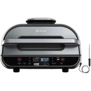 imageNinja BG550CO Foodi Smart XL 6in1 Indoor Grill with Air Fry Roast Bake Reheat ampamp Dehydrate Smart Thermometer BlackSilver Renewed