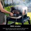 imageNinja Woodfire Outdoor Pizza Oven 8in1 Portable Electric Roaster Oven Heats up to 700F 5 Artisan Pizza Settings Integrated BBQ Smoker Box Includes Flavored Wood Pellets Navy Renewed