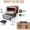 imageNinja Woodfire Outdoor Pizza Oven 8in1 Portable Electric Roaster Oven Heats up to 700F 5 Artisan Pizza Settings Integrated BBQ Smoker Box Includes Flavored Wood Pellets Pine Green Renewed