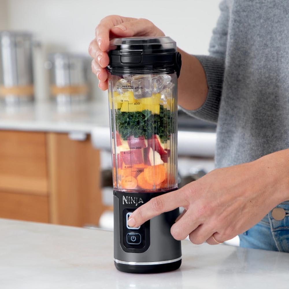 imageNinja BC151BK Blast Portable Blender Cordless 18oz Vessel Personal Blenderfor Shakes ampamp Smoothies BPA Free LeakproofLid ampamp Sip Spout USBC Rechargeable Dishwasher Safe Parts Black RenewedBlack