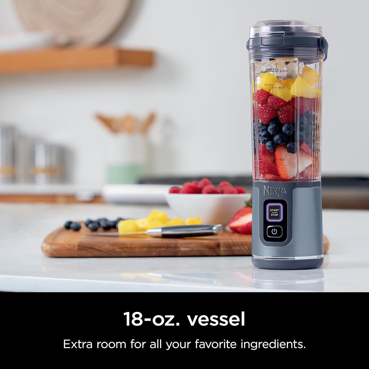 imageNinja BC151BK Blast Portable Blender Cordless 18oz Vessel Personal Blenderfor Shakes ampamp Smoothies BPA Free LeakproofLid ampamp Sip Spout USBC Rechargeable Dishwasher Safe Parts Black RenewedBlue