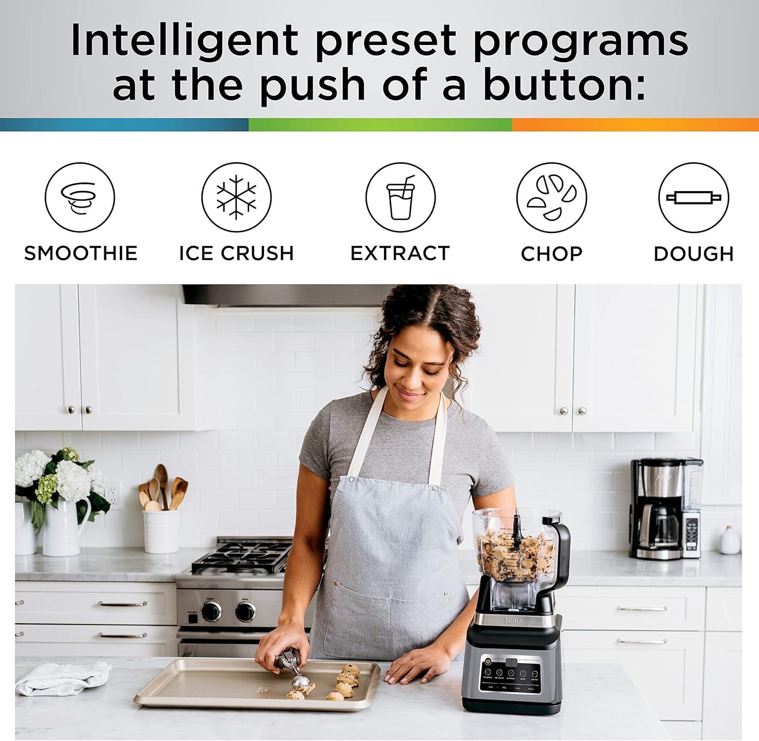 imageNinja BN801C Professional Plus Kitchen System With AutoiQ 72oz Pitcher BlackSilver 1400W Canadian VersionKitchen System