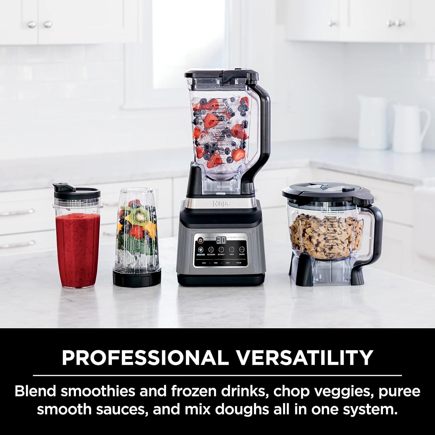 imageNinja BN801C Professional Plus Kitchen System With AutoiQ 72oz Pitcher BlackSilver 1400W Canadian VersionKitchen System