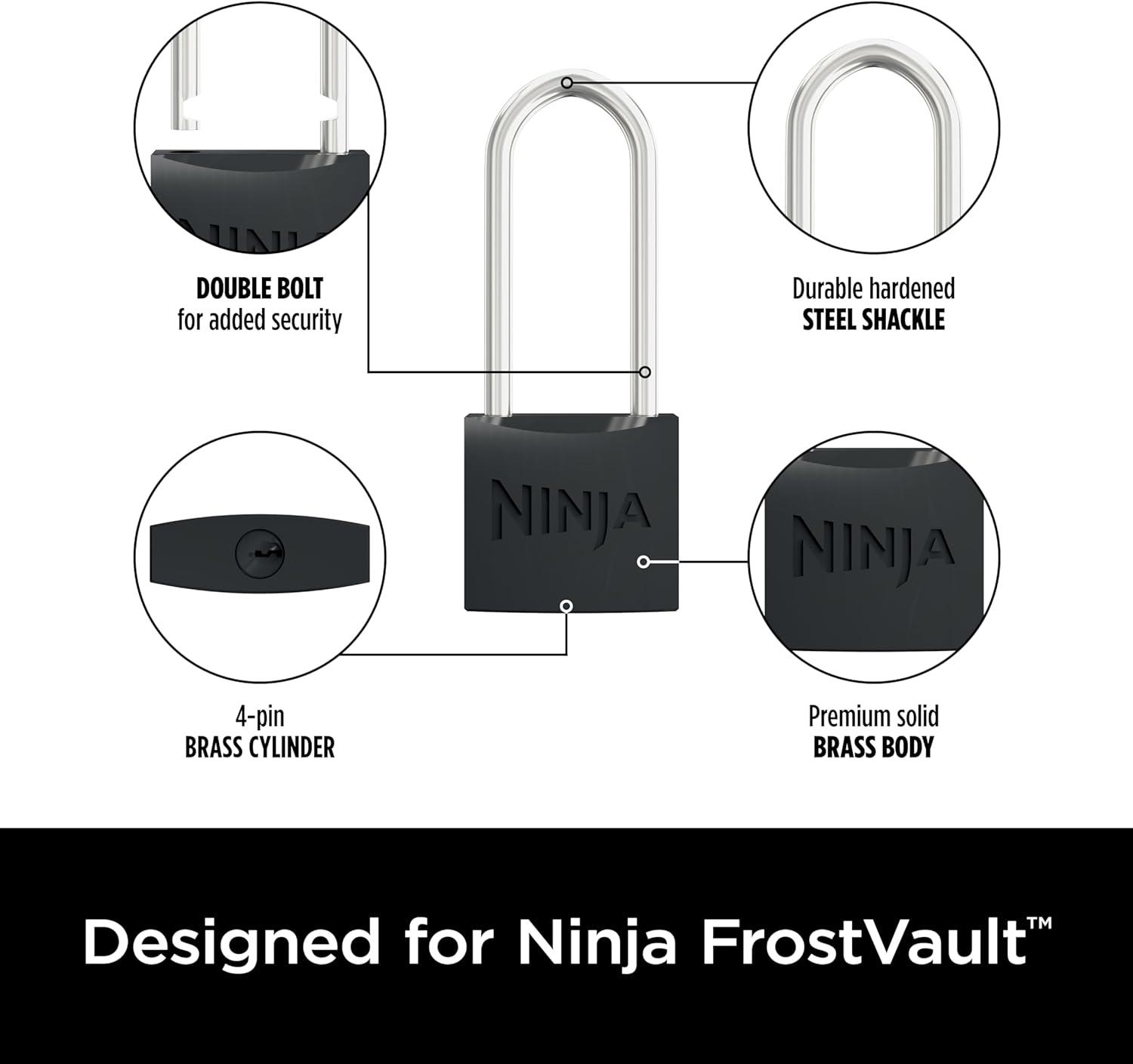 imageNinja FrostVault Padlocks 2Pack Durable Heavy Duty Hardened Steel Locks with Double Bolt Designed to Fit Ninja FrostVault