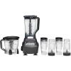 imageMega Kitchen System BL770 Blender with Food Processor ampamp 1500 watt AutoiQ Blender Base 72 oz Pitcher 64 oz Food Processor Set 4 16oz Cup for Smoothies Dough ampamp More