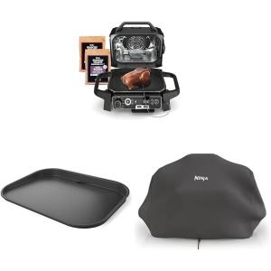 imageNinja OG751BRN Woodfire Pro Outdoor Grill ampamp Smoker with BuiltIn Thermometer 7in1 Master GrillNinja XSKGRDPLT Outdoor Flat Top Griddle Plate Ninja XSKCOVER Premium Outdoor Cover