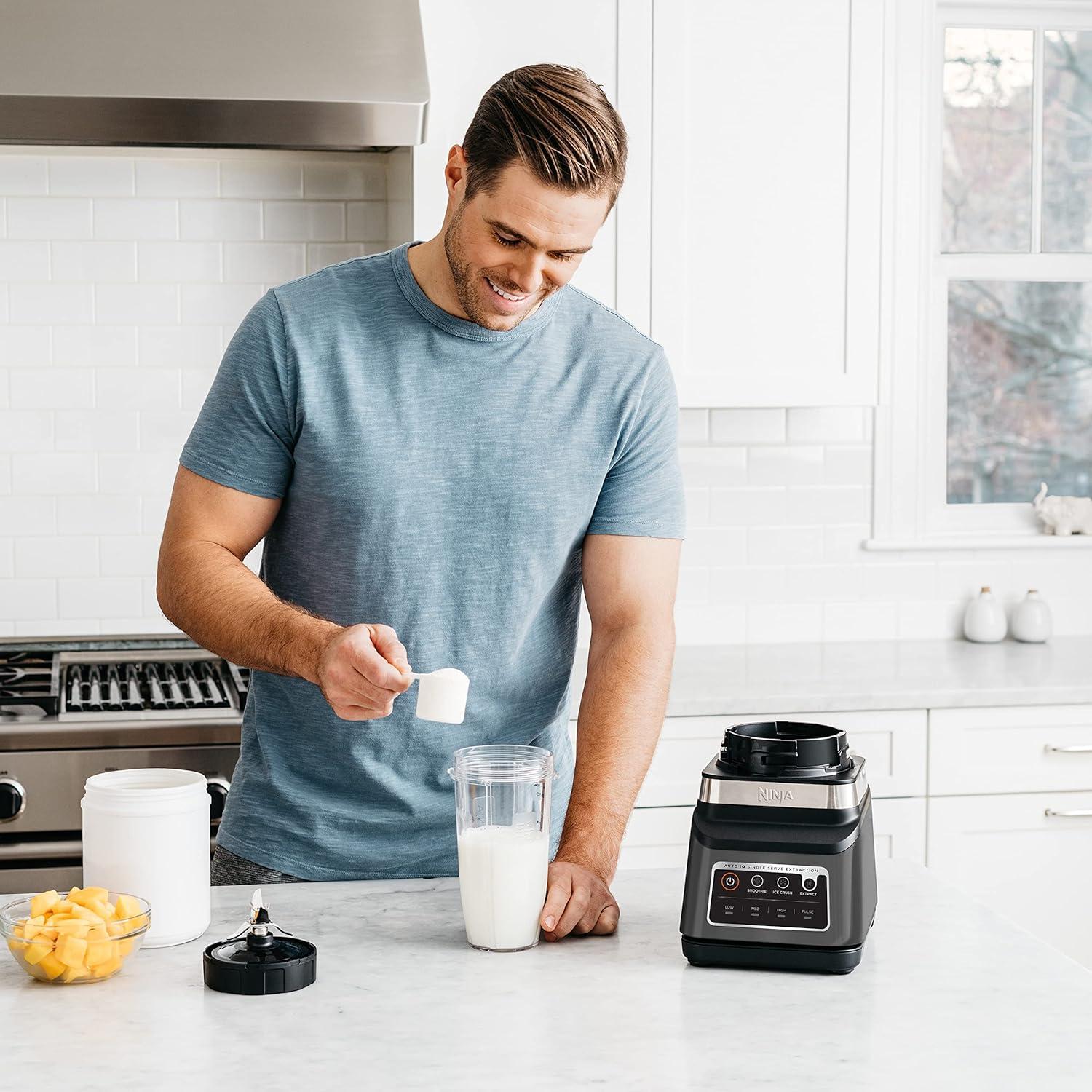 imageNinja DB751A Pro Plus DUO Blender 1400W AutoIQ 3 Modes Smoothies Frozen Drinks 72oz Pitcher 2x24oz Cups Pro Blades BlackStainless