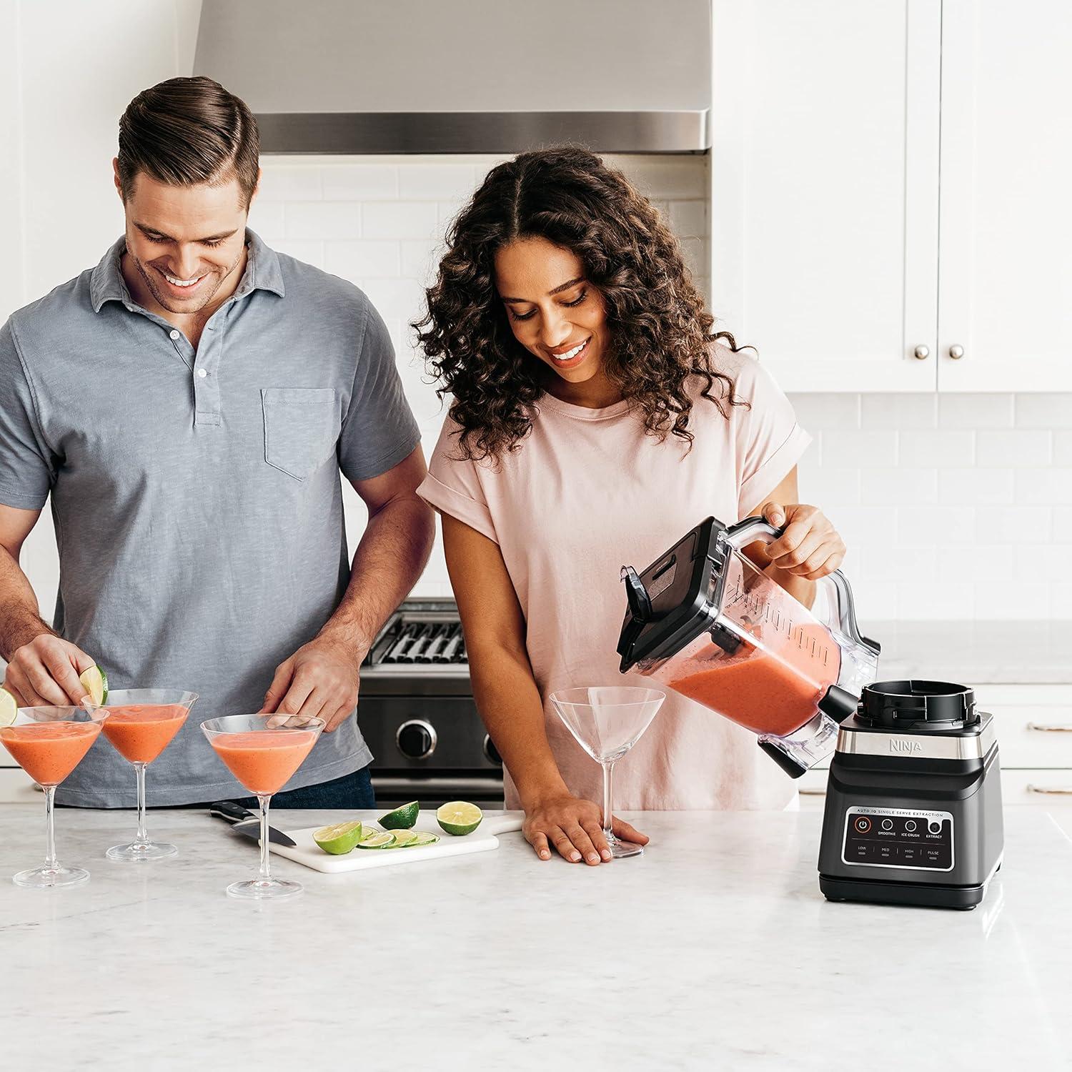 imageNinja DB751A Pro Plus DUO Blender 1400W AutoIQ 3 Modes Smoothies Frozen Drinks 72oz Pitcher 2x24oz Cups Pro Blades BlackStainless